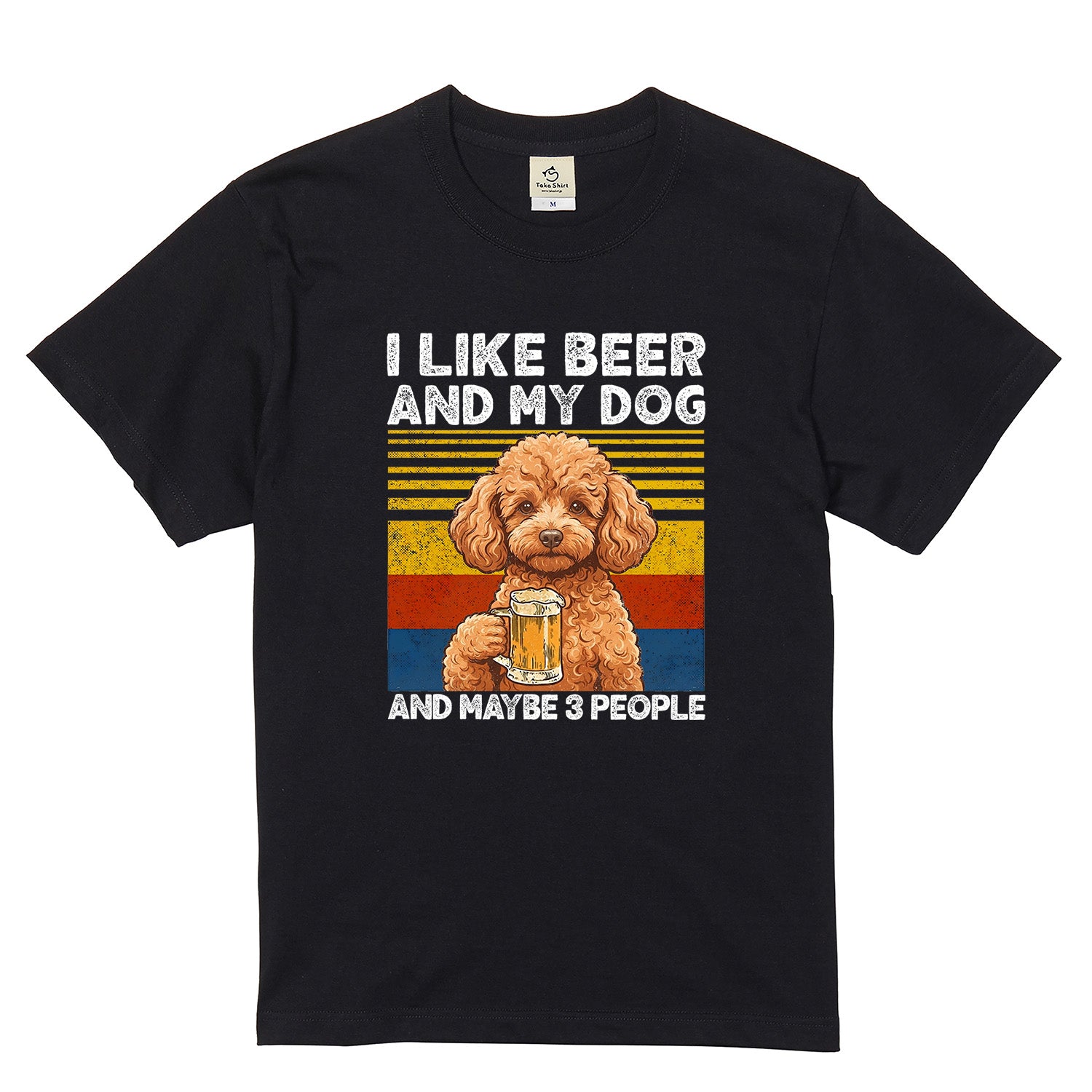 「I LIKE BEER AND MY DOG」ビール&犬が好き Tシャツ|犬種が選べます
